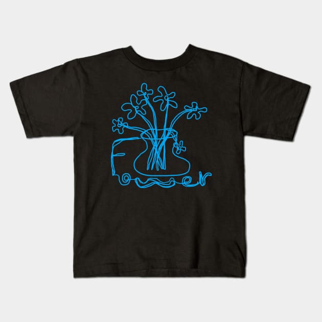 flowers, one line drawing Kids T-Shirt by zzzozzo